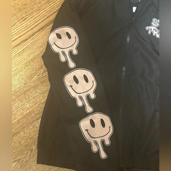 Faded Rose “Stay Trippy” Smiley Face Graphic Zip Hoodie Jacket Size Large - Picture 3 of 5